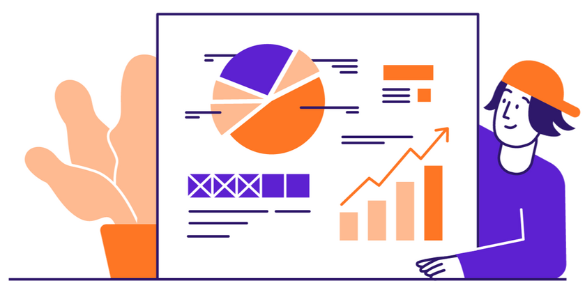 A young UX designer looks over a report, charting his newfound success as a freelancer.